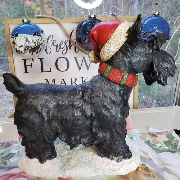 Adorable Vintage Scotty Dog Christmas Stocking Hanger Resin RARE Scottish - Picture 5 of 11